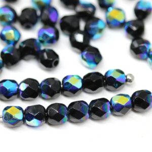 Mărgele Fire Polish 4 mm: Jet AB