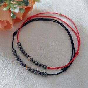 Set El&Ea cu Hematit și biluțe din Aur 14K