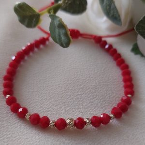 Brățară cu cristale roșii și biluțe din Aur 14K