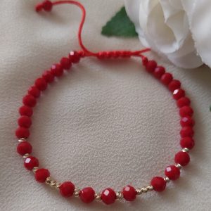 Brățară cu cristale roșii și biluțe din Aur 14K